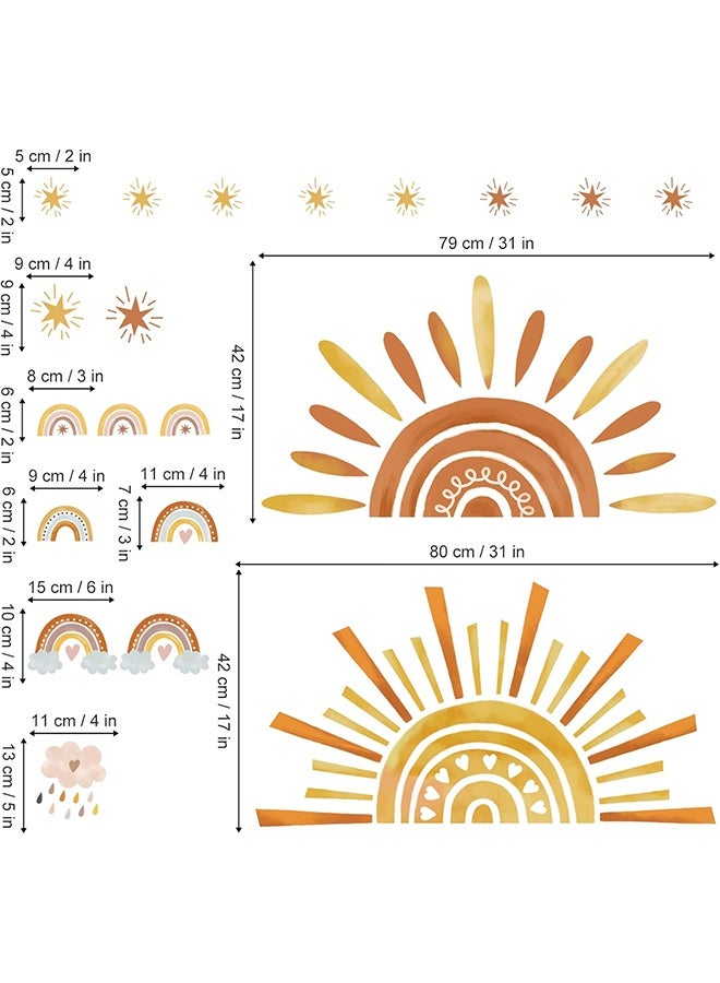 ملصقات الجدار الشمس والقوس قزح الكبيرة والسحب قابلة للقشر واللصق لفن الجدار لغرفة الأطفال وغرفة الأطفال وغرفة المعيشة - Image 2