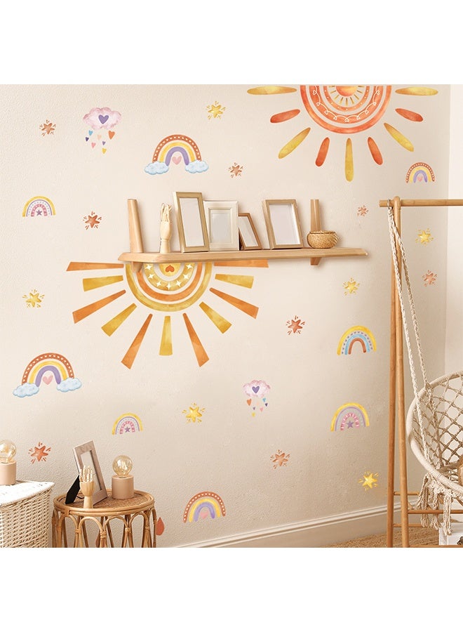ملصقات الجدار الشمس والقوس قزح الكبيرة والسحب قابلة للقشر واللصق لفن الجدار لغرفة الأطفال وغرفة الأطفال وغرفة المعيشة - Image 5