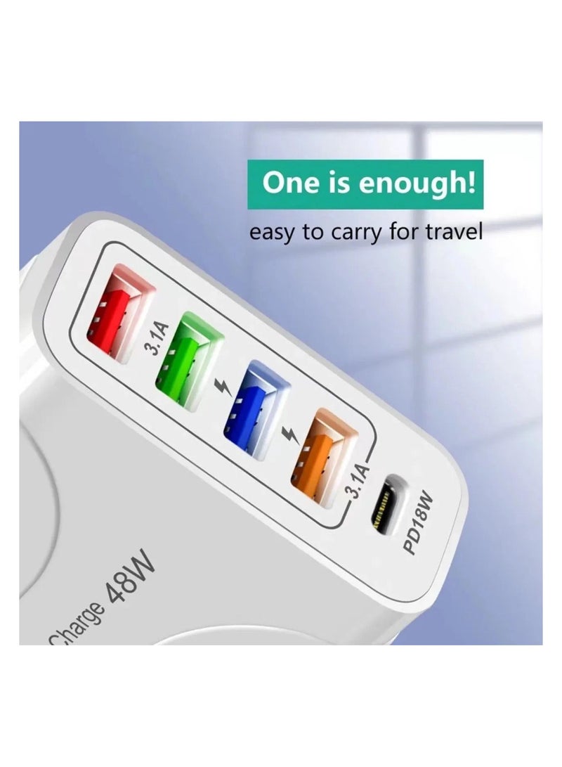 PD48 Fast Charger 4 USB+PD18W USB Charger.