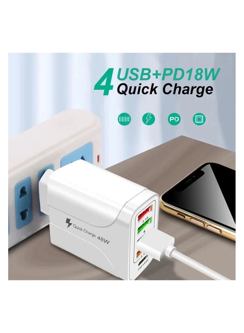 PD48 Fast Charger 4 USB+PD18W USB Charger.