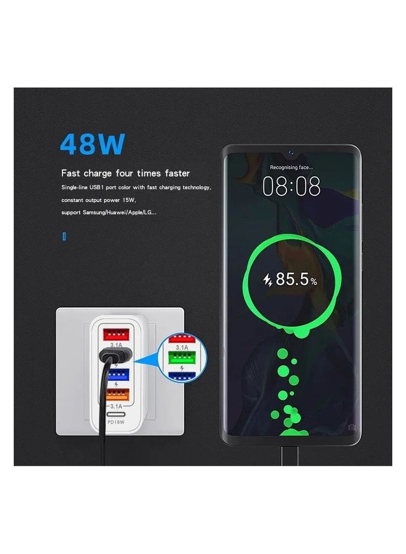 PD48 Fast Charger 4 USB+PD18W USB Charger.