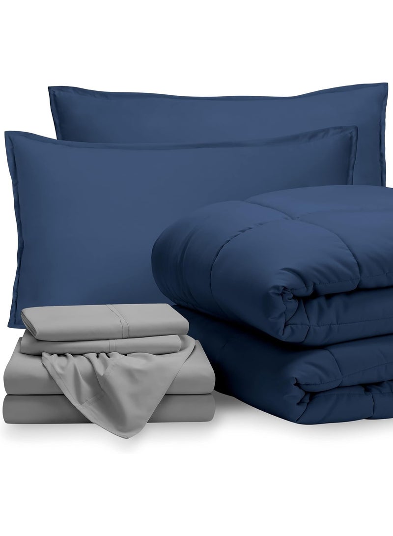Bedding Comforter Set, Fits 2200 x 240 cm - 4-Pcs Solid Quilted Bed Set, Microfiber Fabric - 1 Comforter, 1 Fitted Sheet, 2 Pillowcase - Image 5
