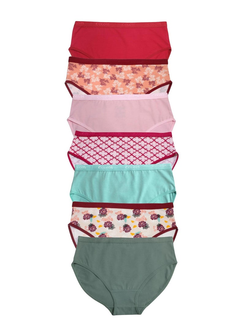 COLORS Pack of 7 Women's Mixed Colors Brief Cotton Panties - Image 1