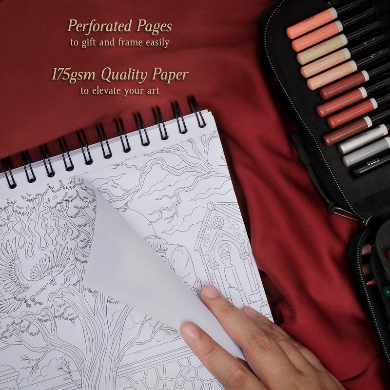 ColorIt Eerie Enchantment: Fairytale Origins Spiral Bound Adult Coloring Book, 50 Drawings of Bewitched Fantasy, Fable & Princess Stories, Thick Paper, Perforated Edges, Hardback Covers, & Ink Blotter - Image 5