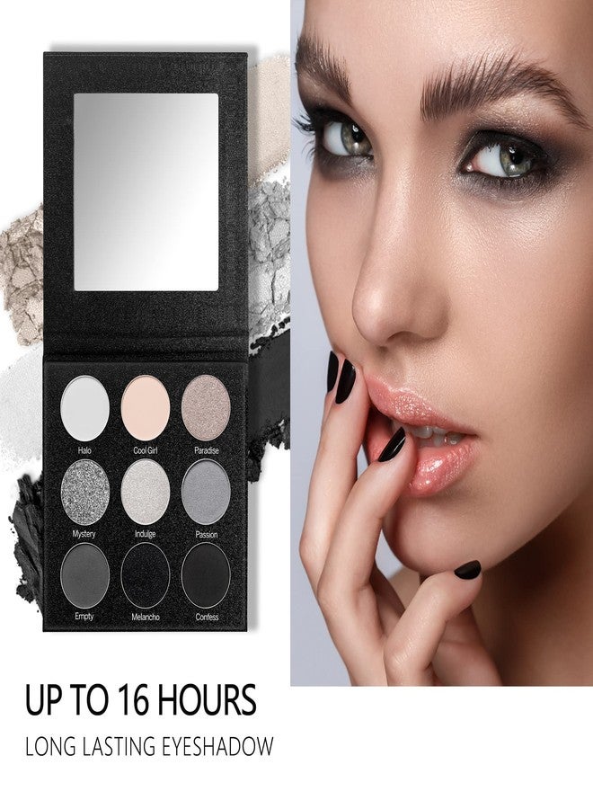 MAKI YIKA Black Grey Smokey Eyeshadow Palette Matte Black White Gray Silver Smoky Eye Shadow 9 Colors Eyeshadows Eye Makeup For Goth Look -9Black - Image 5