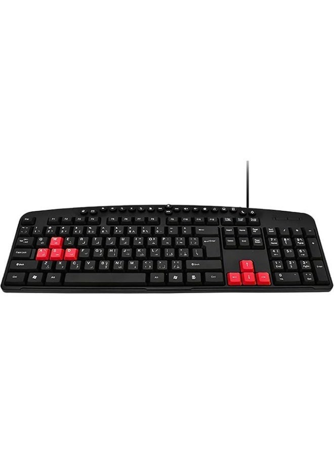 Zero Wired USB Gaming Keyboard with Red Keys – Ergonomic Design for Typing and Gaming - Image 2