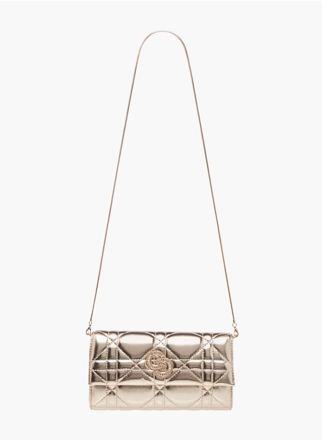 Celeste Women Quilted Crossbody Bag with Detachable Strap and Flap Closure  - Image 2
