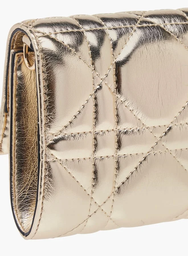 Celeste Women Quilted Crossbody Bag with Detachable Strap and Flap Closure