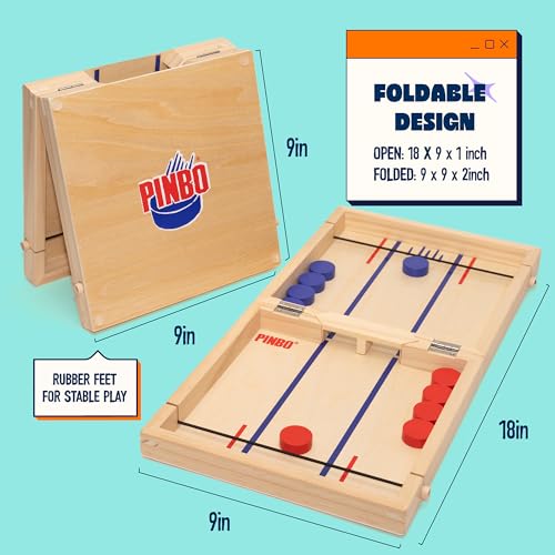 Pinbo The Classic Slingshot Game | Fast Action Foldable 2-Player Tabletop Wooden Game for Kids & Adults | Great for Travel & Game Night | Three Gates Included - Image 5