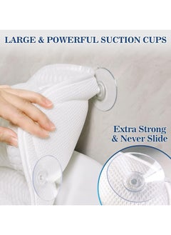 ماركة غير محددة Bath Pillow Relaxing Bath Pillows for Back Support Relaxing Headrest Bath Pillow Portable Washable Bathtub Accessories with 4D Air Mesh Thick Soft Bath Pillow  - Image 4