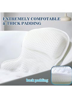 ماركة غير محددة Bath Pillow Relaxing Bath Pillows for Back Support Relaxing Headrest Bath Pillow Portable Washable Bathtub Accessories with 4D Air Mesh Thick Soft Bath Pillow  - Image 3