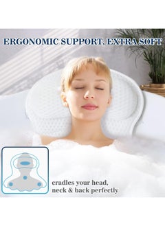 ماركة غير محددة Bath Pillow Relaxing Bath Pillows for Back Support Relaxing Headrest Bath Pillow Portable Washable Bathtub Accessories with 4D Air Mesh Thick Soft Bath Pillow  - Image 2