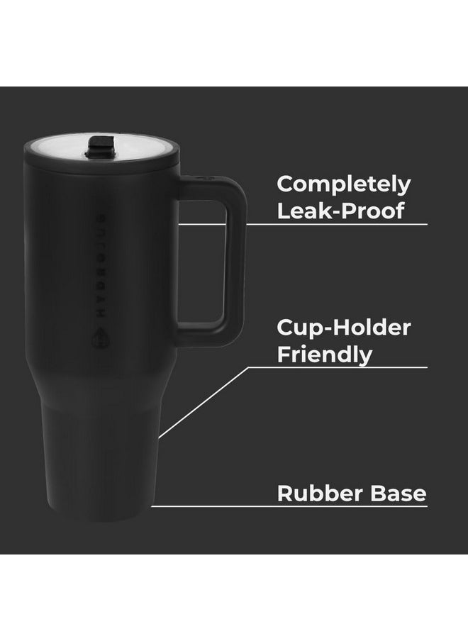 HydroJug Traveler - 40 oz Water Bottle with Handle & Flip Straw - Fits in Cup Holder, Leak Resistant Tumbler-Reusable Insulated Stainless Steel & Rubber Base - Gifts for Women & Men, Black - pzsku/ZEB04E500C4F35CC91806Z/45/_/1736571238/a3c7e426-8863-416a-9e78-a42fbeb3639e