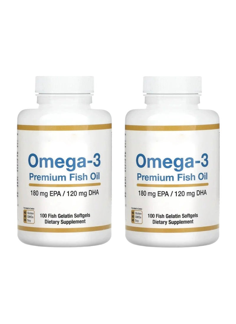 oem Premium Omega-3 Fish Oil Concentrated Formula with EPA and DHA for Optimal Lipid Profile and Immune Support - Gluten-Free, Non-GMO - 100 Fish Gelatin Softgels（Packaging may vary）2 PCS  - Image 1