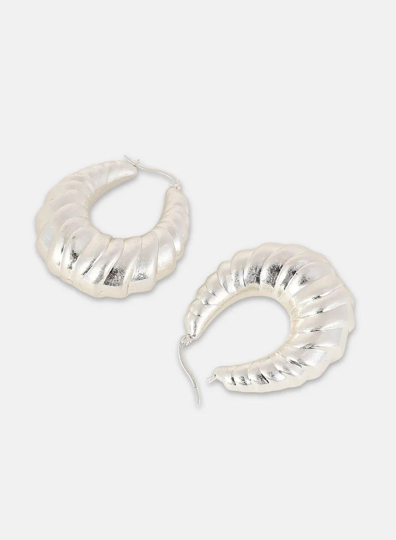 SOHI Chunky-Ripple Artificial Hoop Earring Jewellery