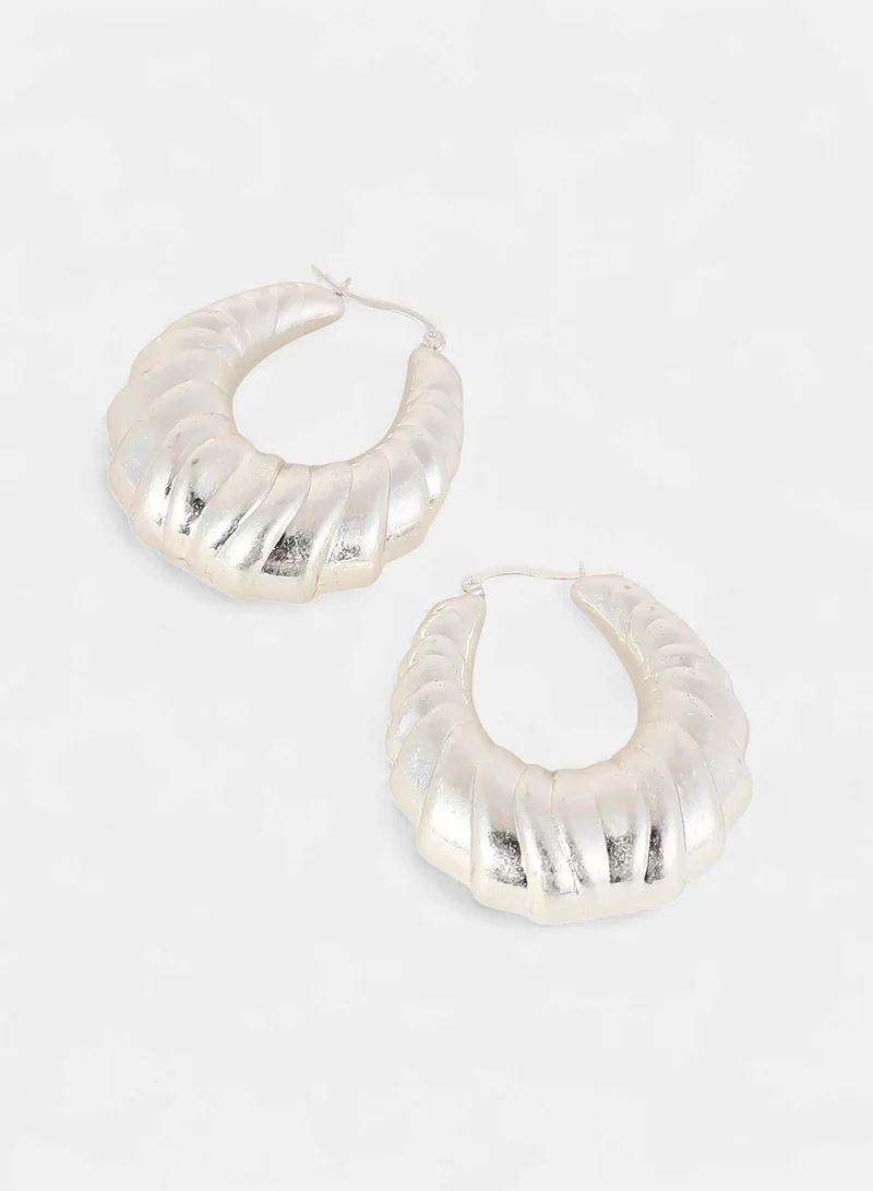 SOHI Chunky-Ripple Artificial Hoop Earring Jewellery