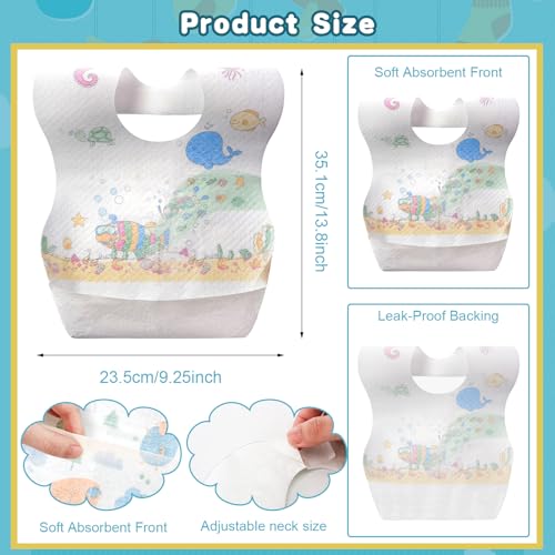 Shinymoon 100 Pcs Disposable Baby Bibs Individual Wrapped Travel Bibs Waterproof Food Catcher for Toddlers Girls Boys Feeding (Classic Style) - Image 4