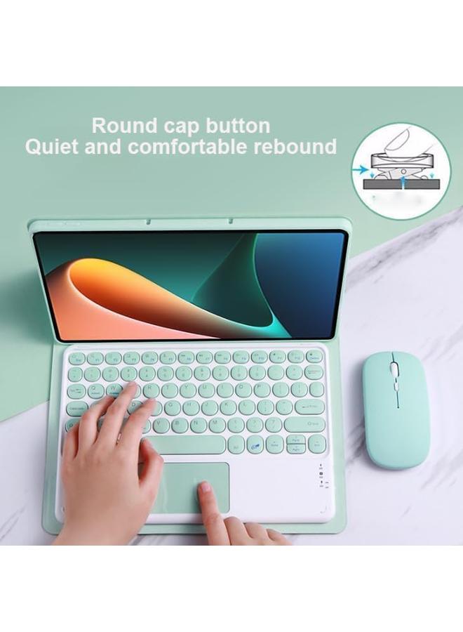 erorex Arabic And English Keyboard Case Compatible With Ipad Air 11 Inch (2024) M2 Ipad Air 6Th Gen Retro Round Key Detachable Touch Keyboard With Mouse (Pink)  - Image 2