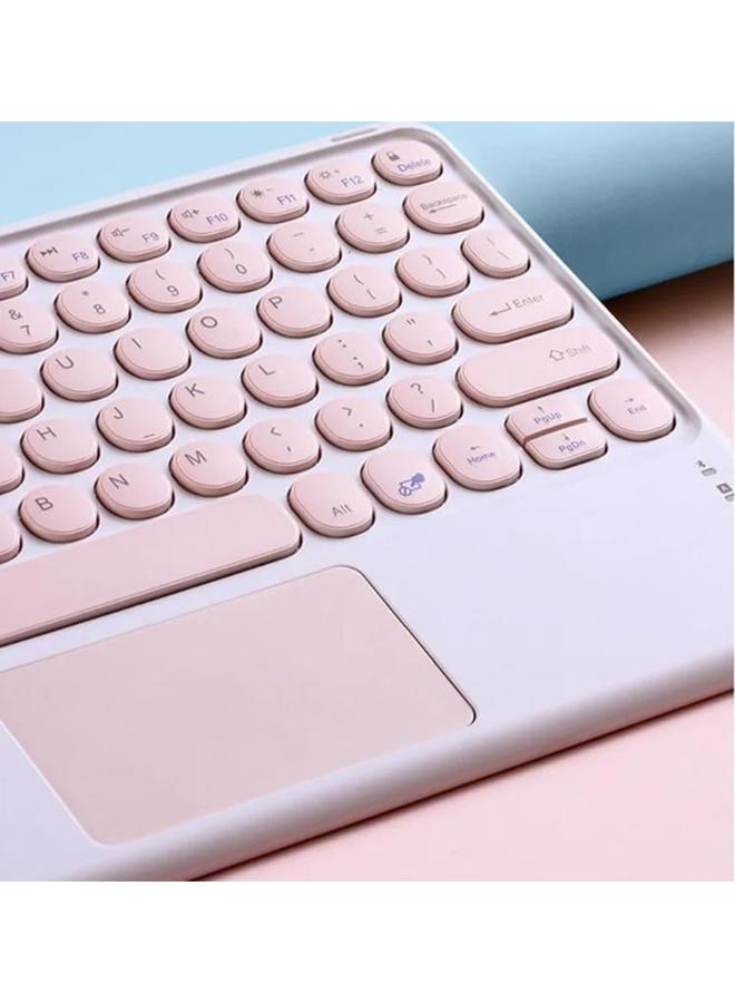 erorex Arabic And English Keyboard Case Compatible With Ipad Air 11 Inch (2024) M2 Ipad Air 6Th Gen Retro Round Key Detachable Touch Keyboard With Mouse (Pink)  - Image 4