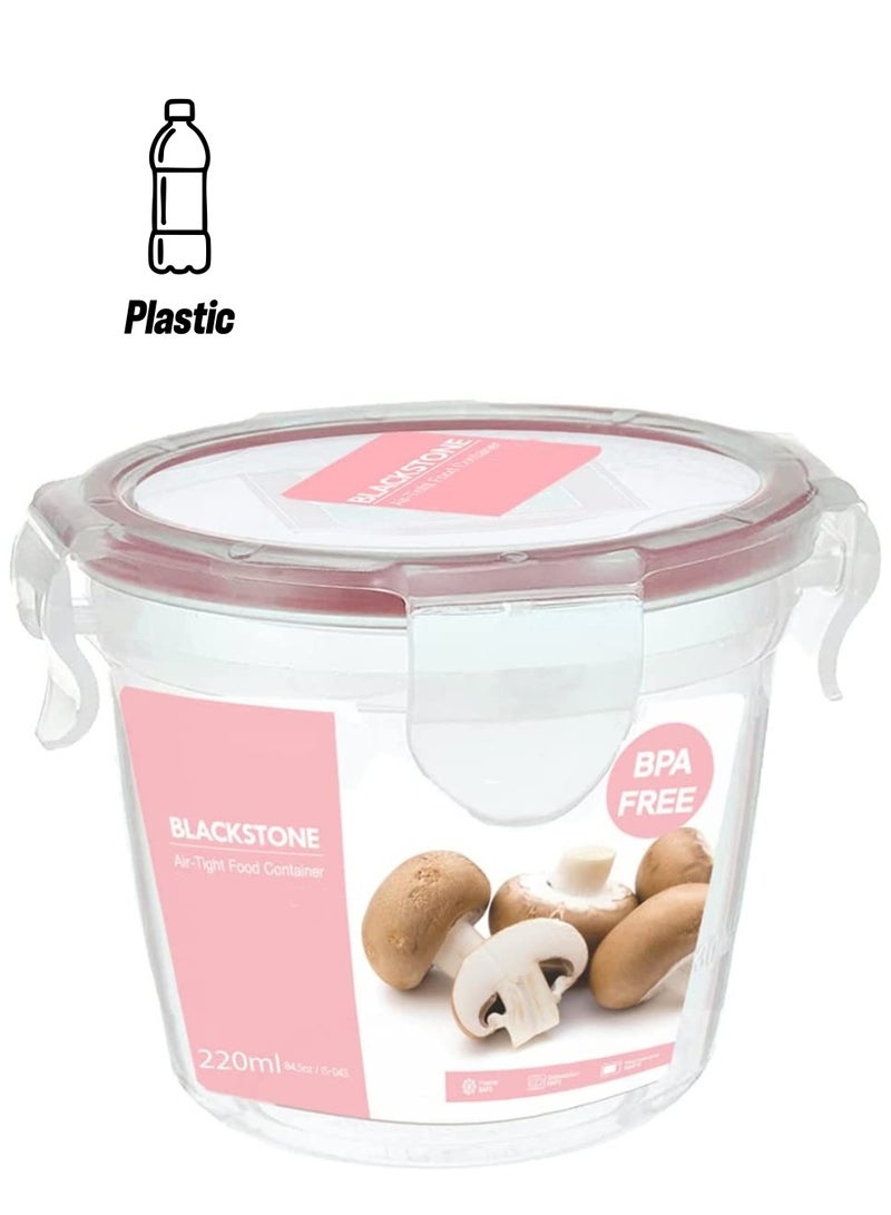 BLACKSTONE 220ML Clear Plastic Round Food Container With Air Tight Locking Lid For Kitchen Meal Prep Portion Control Stackable Fridge Storage Box BPA Free Travel - Image 2
