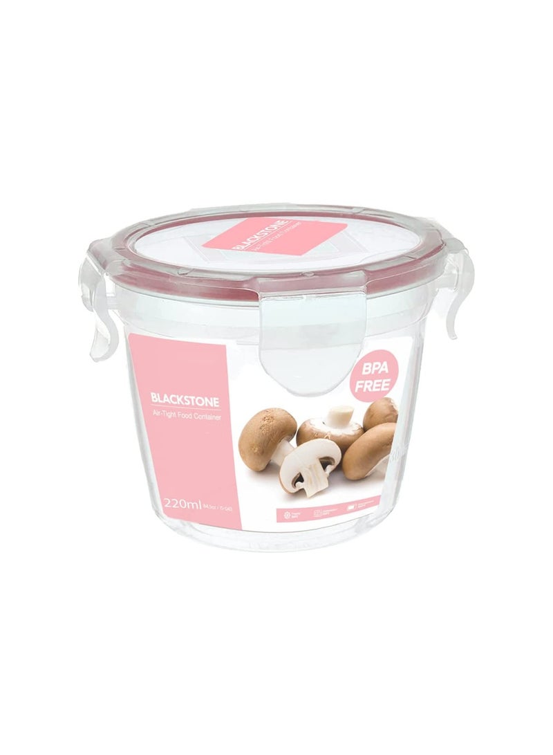 BLACKSTONE 220ML Clear Plastic Round Food Container With Air Tight Locking Lid For Kitchen Meal Prep Portion Control Stackable Fridge Storage Box BPA Free Travel - Image 1