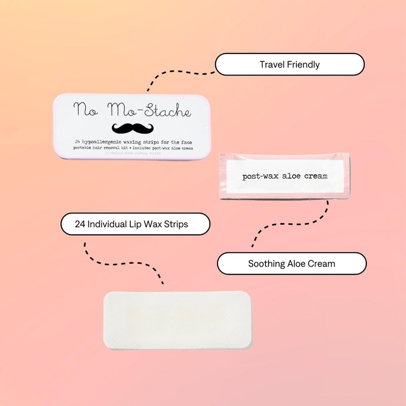 No Mo-Stache Shark Tank Lip Wax Strips for Hair Removal, 24 Hypoallergenic Waxing Strips For Upper Lip, Chin, Eyebrows, and Face - Image 3
