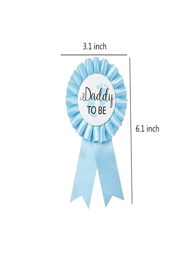 جيلوكيبو قطعتان من دبابيس شارة "أبي المنتظر" المصنوعة من الصفيح، وشريط وشاح لحفل استقبال المولود "أمي المنتظرة"، ودبابيس أزرار على شكل وردة للكشف عن جنس المولود، هدايا للأمهات الجدد لتزيين حفلات الأطفال (أزرق) - Image 3