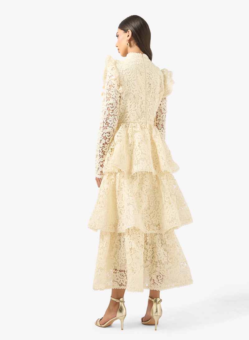 True Decadence Crew Neck Ruffle Maxi Dress - Image 2