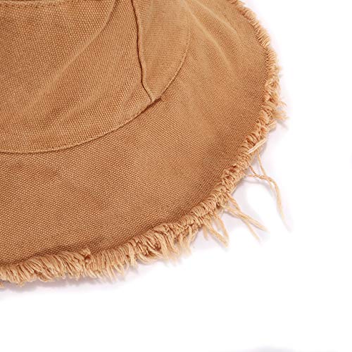 boderier Sun Hats for Women Wide Brim Summer Flap Cover Cap Beach Vacation Travel Accessories (Khaki) - Image 5