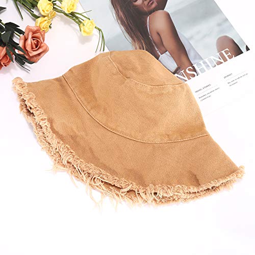 boderier Sun Hats for Women Wide Brim Summer Flap Cover Cap Beach Vacation Travel Accessories (Khaki) - Image 4