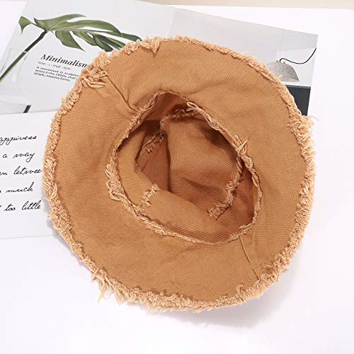 boderier Sun Hats for Women Wide Brim Summer Flap Cover Cap Beach Vacation Travel Accessories (Khaki) - Image 3