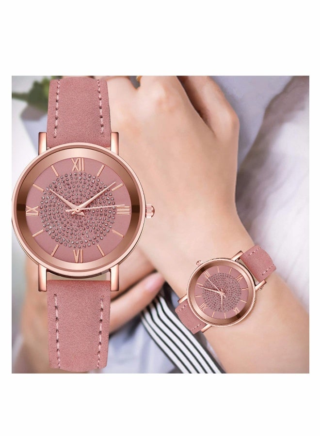 Wholesale Assorted Platinum Watches Jewelry Dress Watches Rose Gold Roman Numerals Starry Sky Wrist Watch Bracelet for Women Girls(8 pcs) - Image 4