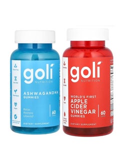 Goli Nutrition Apple Cider Vinegar Gummies, 60 Gummies and Ashwagandha Gummies, 60 Gummies 