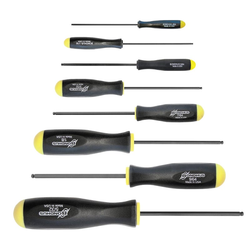 Bondhus 10632 Set of 8 Balldriver Screwdrivers, ProGuard Finish, sizes .050-5/32-Inch - Image 1