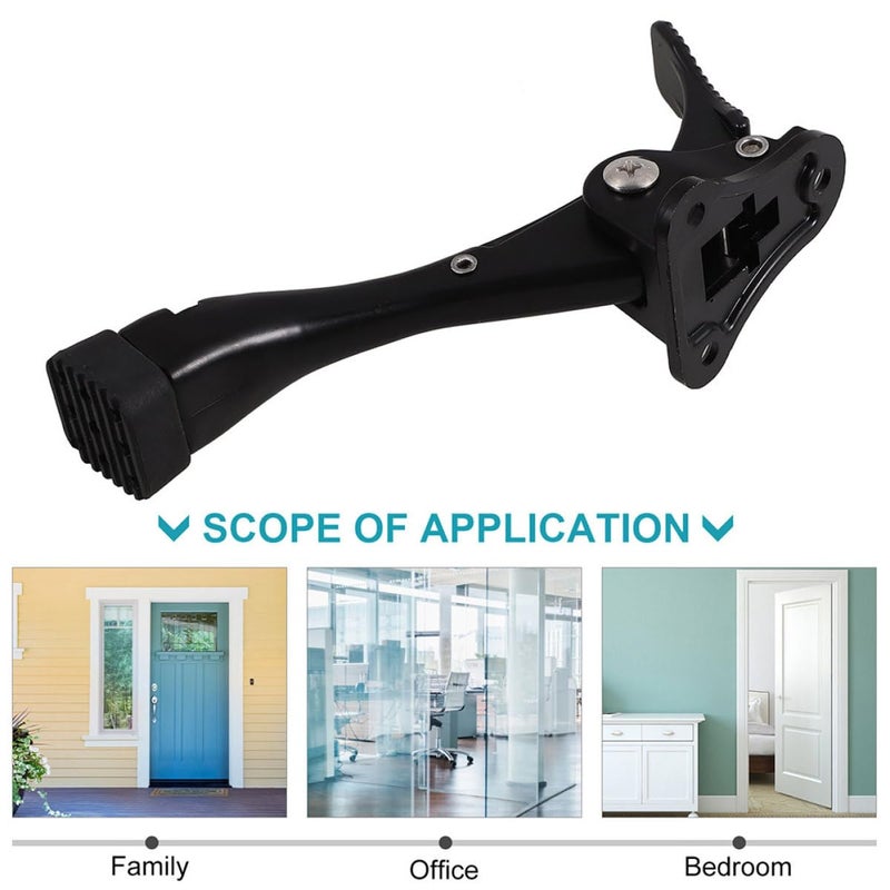 Heavy Duty Adjustable Zinc Alloy Floor Door Stopper 2 Pack Black for Office Commercial Use - Image 4