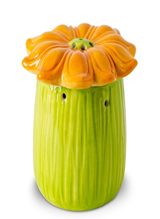 GABROC Sunflower Baking Soda Holder For Fridge Ceramic Baking Soda Container Green Jar With Yellow Sunflower Shape Lid For Hold Baking Soda For Eliminating Refrigerator Odor - Image 1