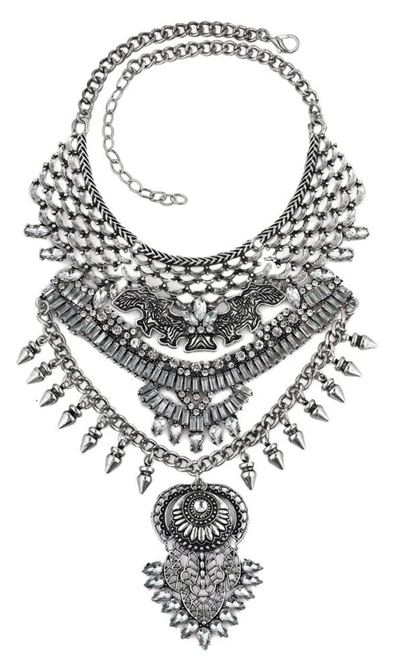 CCBFY Long Tassel Chunky Boho Coin Statement Necklace For Women Style 1 - Image 1