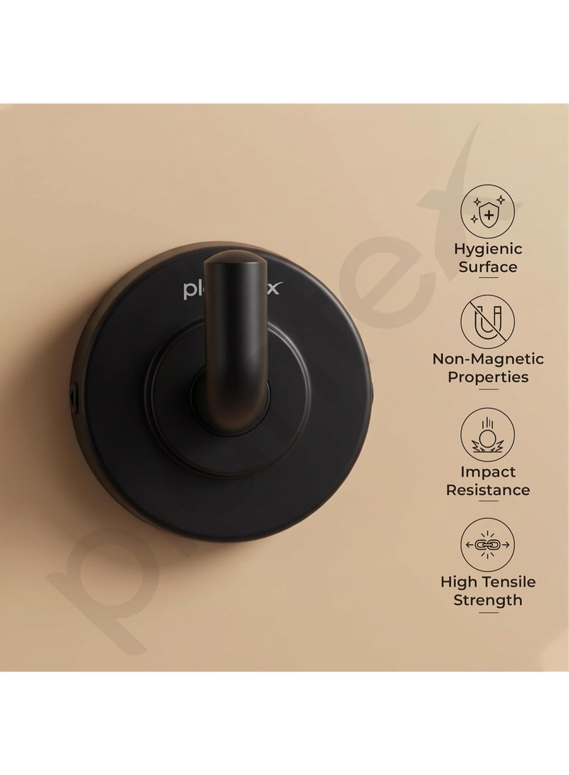Plantex 304 Grade Stainless Steel Robe Hook/Cloth-Towel Hanger/Napkin Hanger/Bathroom Accessories - Daizy (Black) - Image 2