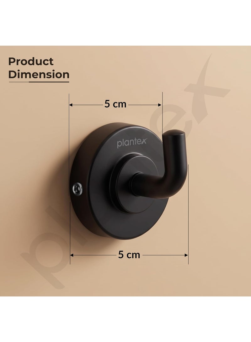 Plantex 304 Grade Stainless Steel Robe Hook/Cloth-Towel Hanger/Napkin Hanger/Bathroom Accessories - Daizy (Black) - Image 4