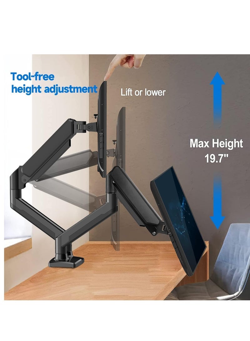 Gravity Dual Monitor Mount Stand, Adjustable Monitor Stand, Articulating Gas Spring Monitor Arm, Monitor Desk Mount with Clamp and Grommet Base - Fits 13 to 32 Inch Computer Monitors - Image 4