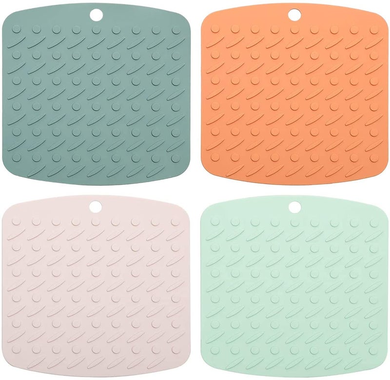 we3 Silicone Trivet Mats, trivets for hot pots and Pans, Extra Thick Hot Pads for Kitchen, Multi-Purpose Pot Holder, Non-Slip Jar Opener (Multicolor, Pack of 4) - Image 2