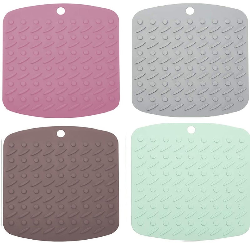 we3 Silicone Trivet Mats, trivets for hot pots and Pans, Extra Thick Hot Pads for Kitchen, Multi-Purpose Pot Holder, Non-Slip Jar Opener (Multicolor, Pack of 4) - Image 1