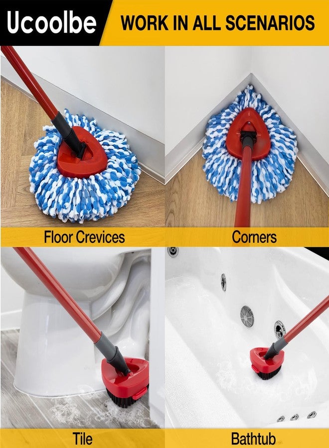 Ucoolbe Spin Mop Replacement Heads for Spin Triangle RinseClean 2-Tank System, 4 Pack Microfiber Mop Refill Heads (Include 4 Mop Heads +1 Mop Brush) - Image 4