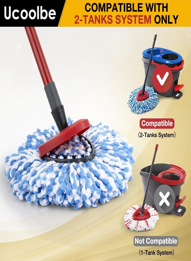 Ucoolbe Spin Mop Replacement Heads for Spin Triangle RinseClean 2-Tank System, 4 Pack Microfiber Mop Refill Heads (Include 4 Mop Heads +1 Mop Brush) - Image 2