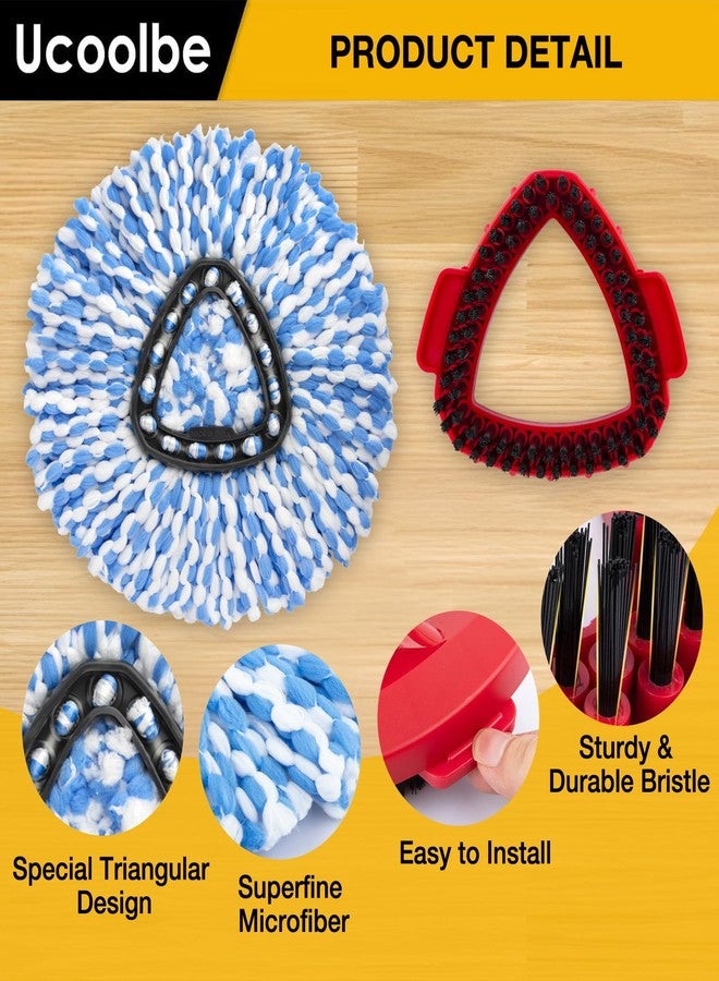 Ucoolbe Spin Mop Replacement Heads for Spin Triangle RinseClean 2-Tank System, 4 Pack Microfiber Mop Refill Heads (Include 4 Mop Heads +1 Mop Brush) - Image 3