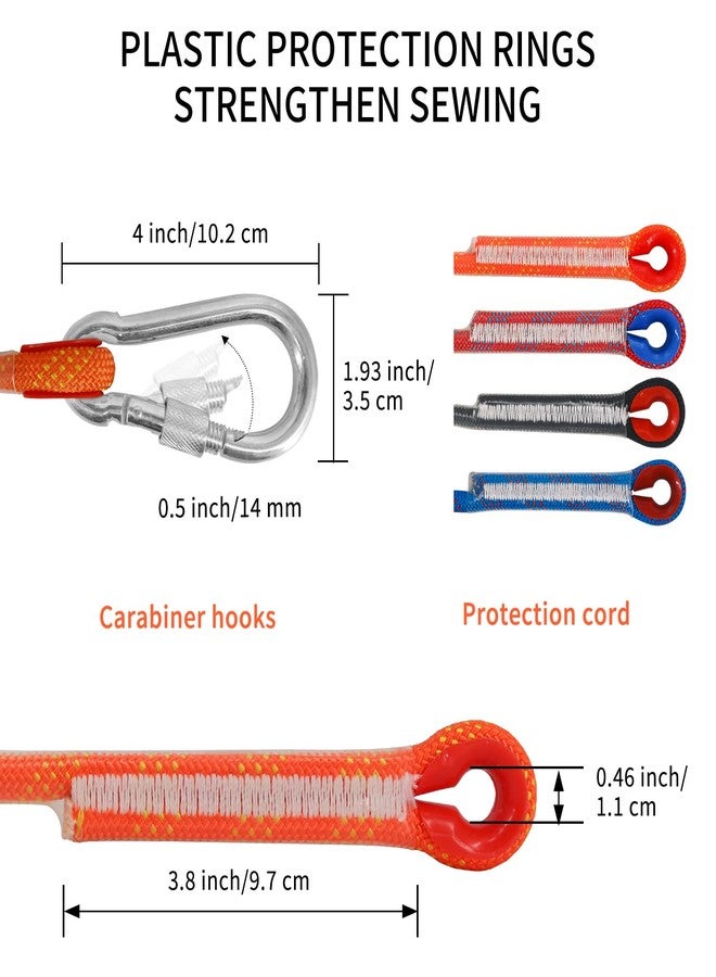 NewDoar Climbing Rope 8(5/16in),10mm (3/8in), High Strength Accessory Cord Rope with 2 Steel Hooks, for Outdoor Rescue Rappelling Rope Down Cliffs ledges Safety Escape Tow Strap Equipment(Orange) - Image 3