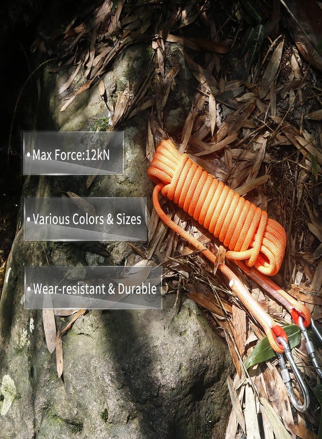 NewDoar Climbing Rope 8(5/16in),10mm (3/8in), High Strength Accessory Cord Rope with 2 Steel Hooks, for Outdoor Rescue Rappelling Rope Down Cliffs ledges Safety Escape Tow Strap Equipment(Orange) - Image 5