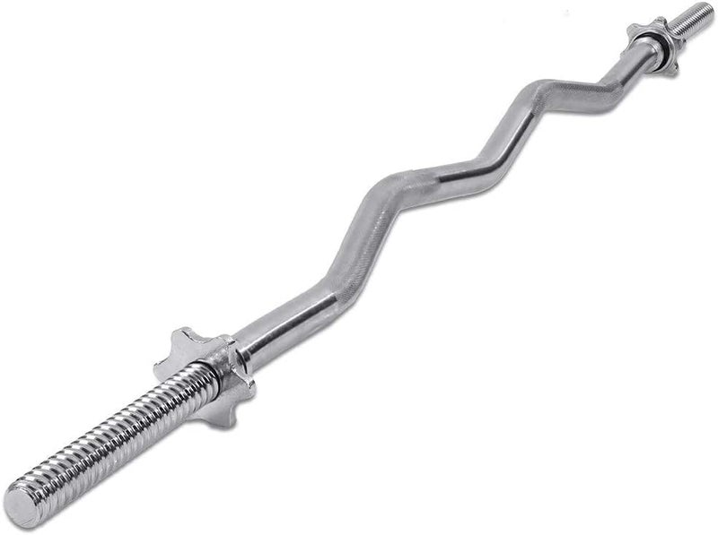 PRIME TAG Chrome Curl Barbell 47-Inch – Diamond Knurled Weight Bar with Ring Collars for Home Gym, Weightlifting & Strength Training - Image 2