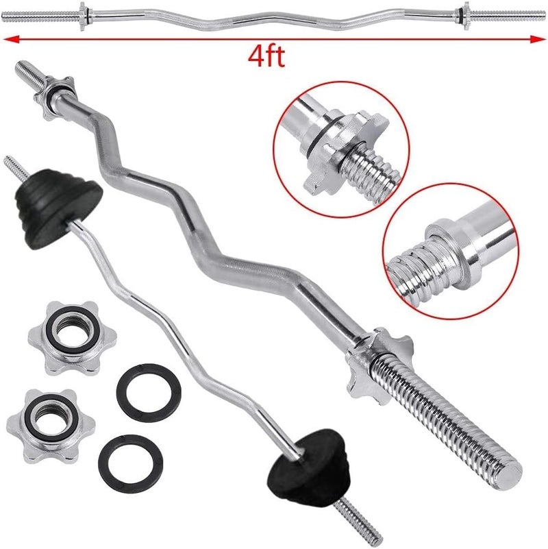 PRIME TAG Chrome Curl Barbell 47-Inch – Diamond Knurled Weight Bar with Ring Collars for Home Gym, Weightlifting & Strength Training - Image 4