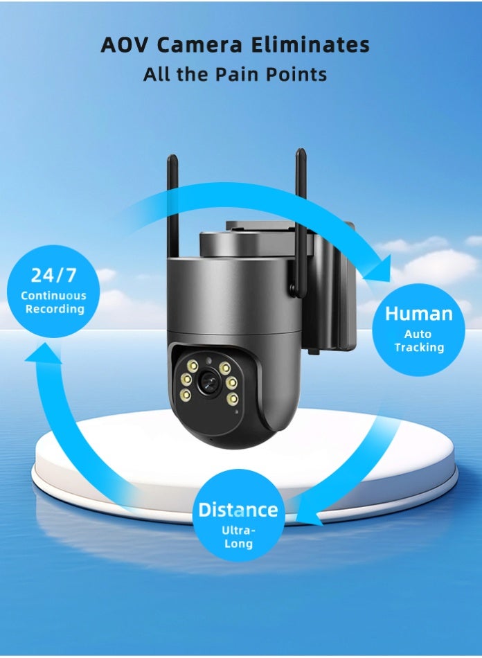 Outdoor Solar Security Camera with SIM Card, 360° PTZ, Full HD Color Night Vision, Motion Alerts, Waterproof 4G Wireless CCTV System with Battery Backup for Home & Villa - Image 4